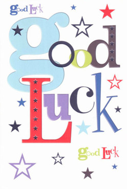 Radiating a confident Winkstead charm, this good luck card is crafted with all the artistry one might expect from a local favourite on Wanstead High Street. The bold, baby-blue opening letter sets a playful, welcoming ambiance that carries through the vibrant reds, deep violets, and moss greens composing the phrase. Set against a crisp white background, stars in every shade-inky midnight, misty sky blue, gentle lavender-sparkle as if gleaming above Wanstead Flats on a clear night. The fonts, thoughtfully chosen, bring both a sense of gravitas and a joyful, whimsical energy, marrying tradition with modern cheer. The card's texture, smooth yet weighty, offers a satisfying tactile experience-akin to the sensation of freshly cut blooms cradled in your palms. Each detail is a visual echo of encouragement and hope, the perfect token to accompany new adventures and milestones in Wanstead, whether it's a new chapter at school or a bold career move. It's a sincere gesture, designed to help the recipient feel supported, cherished, and truly seen, with a sprinkle of East London optimism lighting the way.